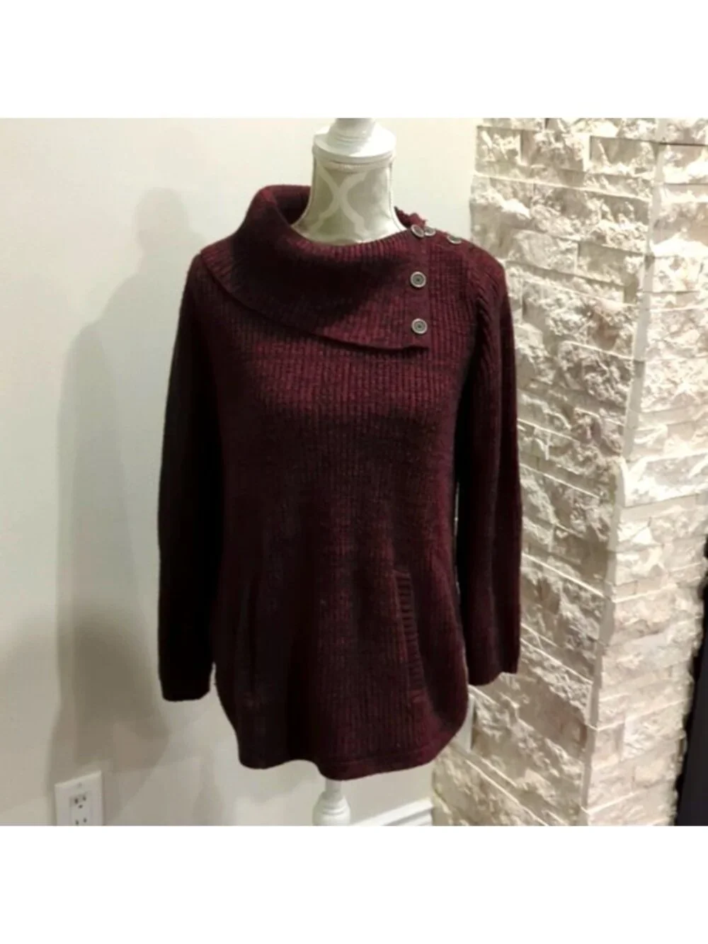 Style & co envelope neck robbed knit sweater